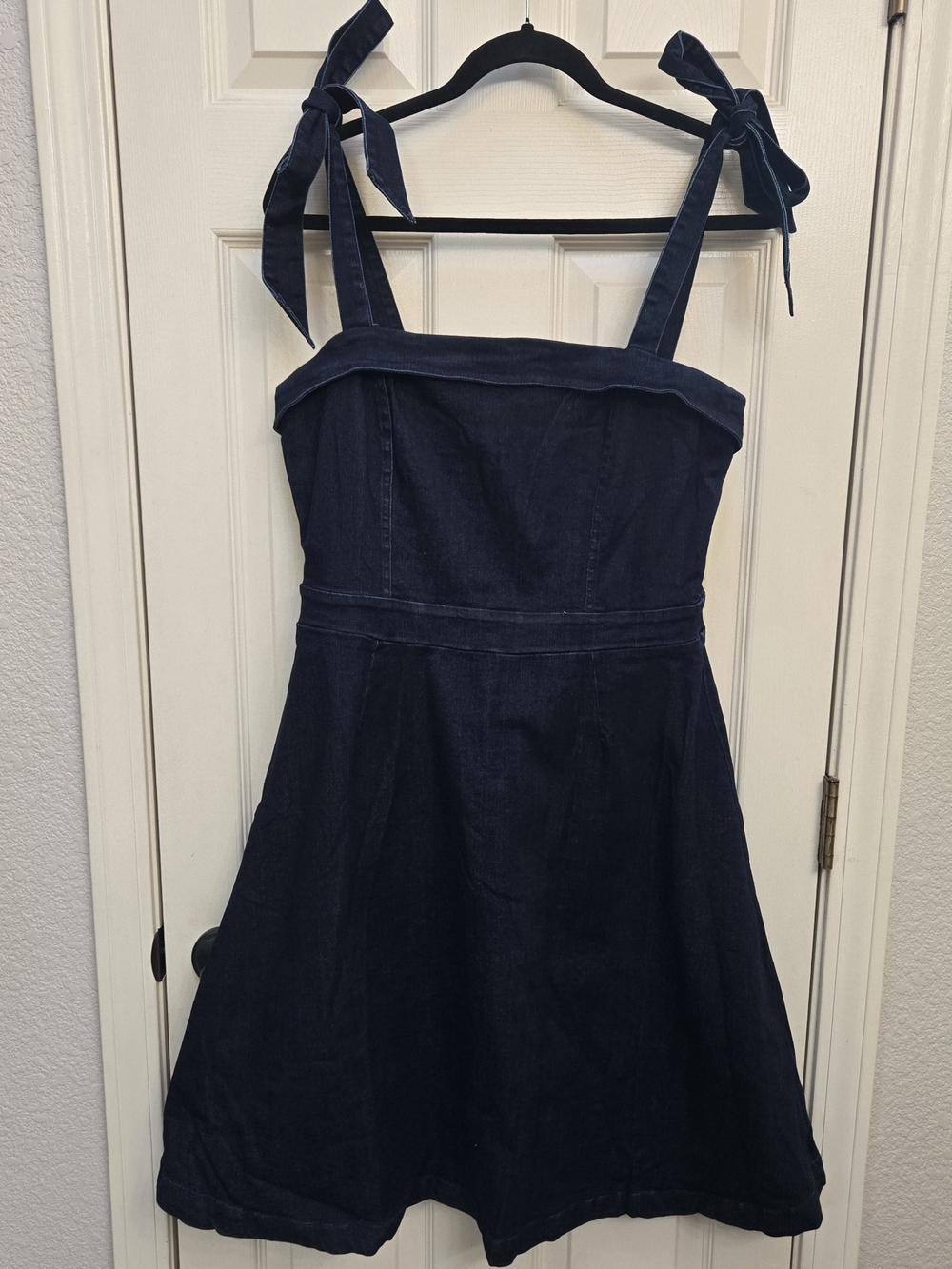 NWT Valentine Navy Blue Denim Tie-Shoulder Dress, Large